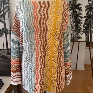 CATO Multicolored knit sweater with long bell sleeves.  60% cotton, 40% acrylic